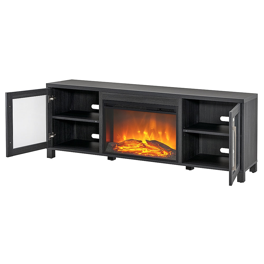 Camden&Wells - Quincy Log Fireplace TV Stand for TVs up to 80" - Charcoal Gray_7