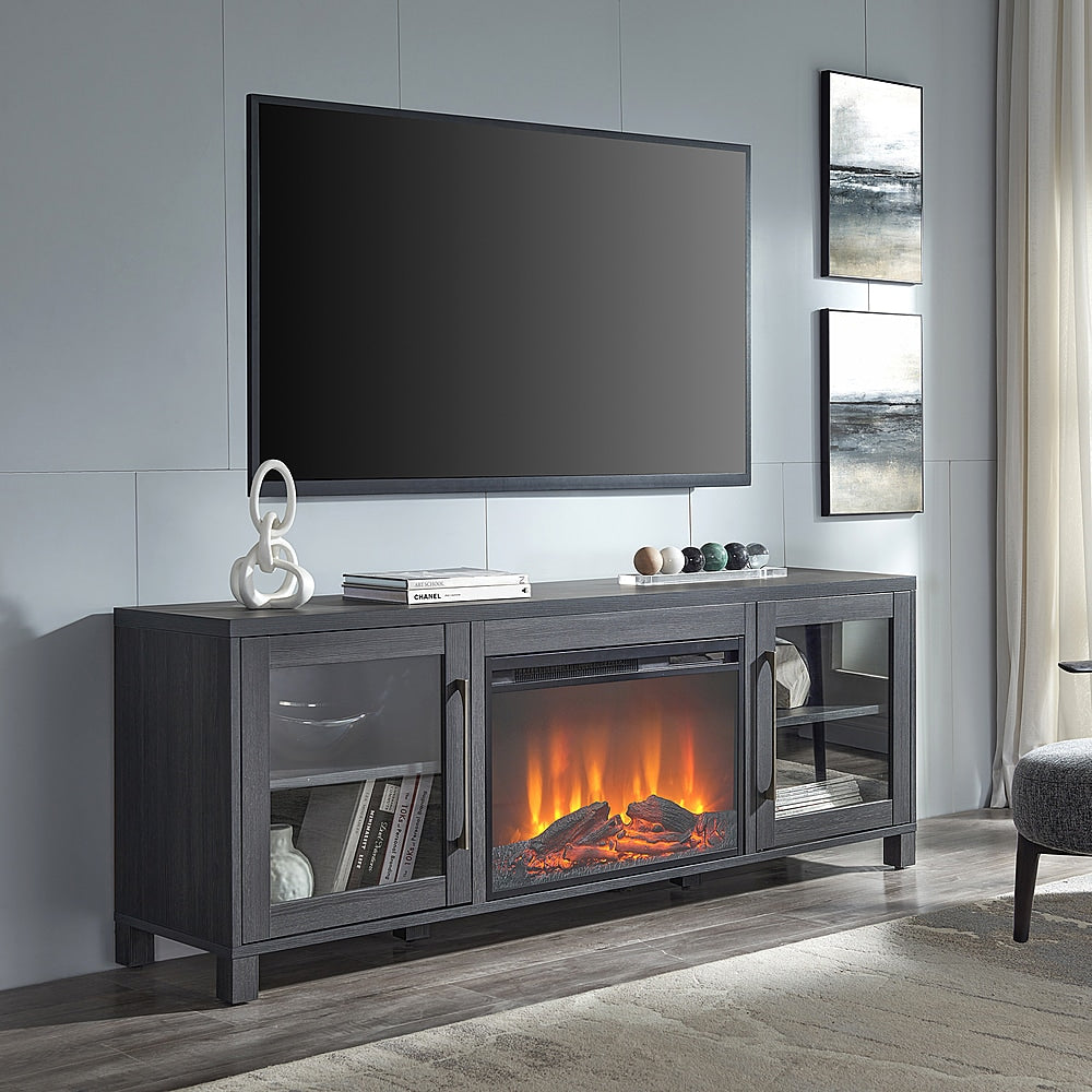 Camden&Wells - Quincy Log Fireplace TV Stand for TVs up to 80" - Charcoal Gray_3