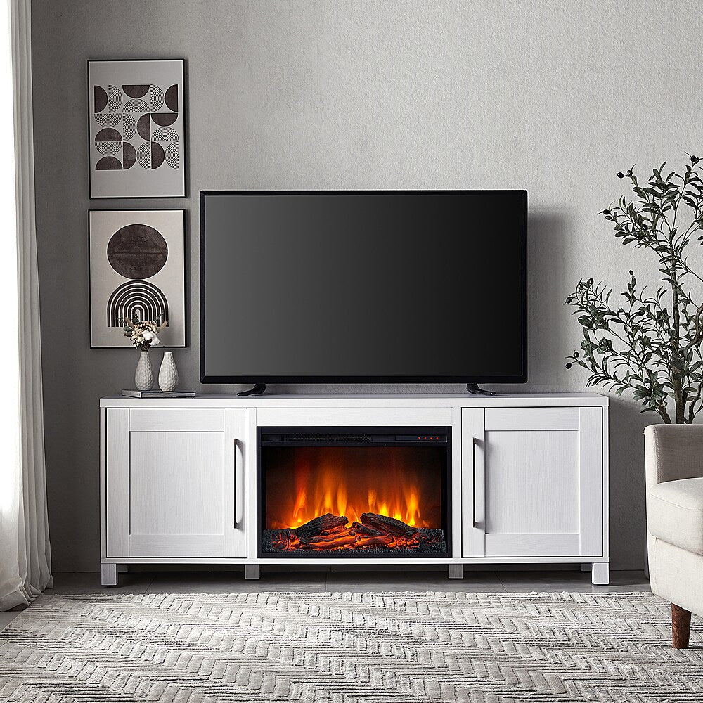 Camden&Wells - Chabot Log Fireplace TV Stand for TVs up to 80" - White_1