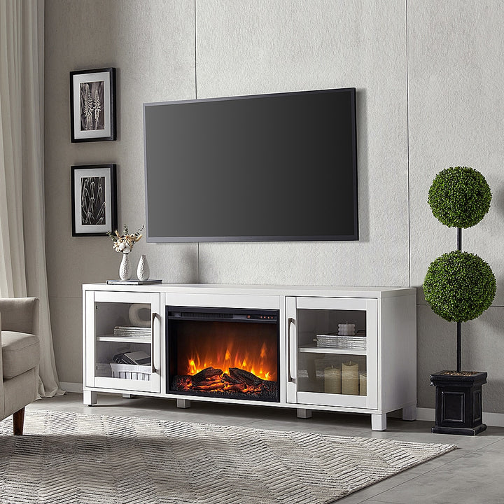 Camden&Wells - Quincy Log Fireplace TV Stand for TVs up to 80" - White_2