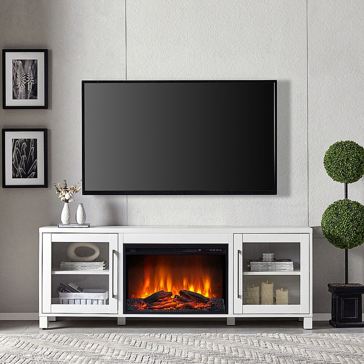 Camden&Wells - Quincy Log Fireplace TV Stand for TVs up to 80" - White_1