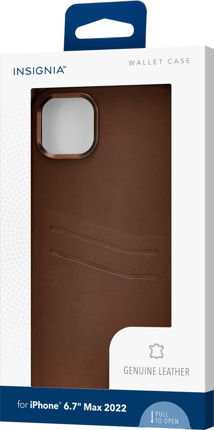 Insignia™ - Leather Wallet Case for iPhone 14 Plus - Bourbon_4