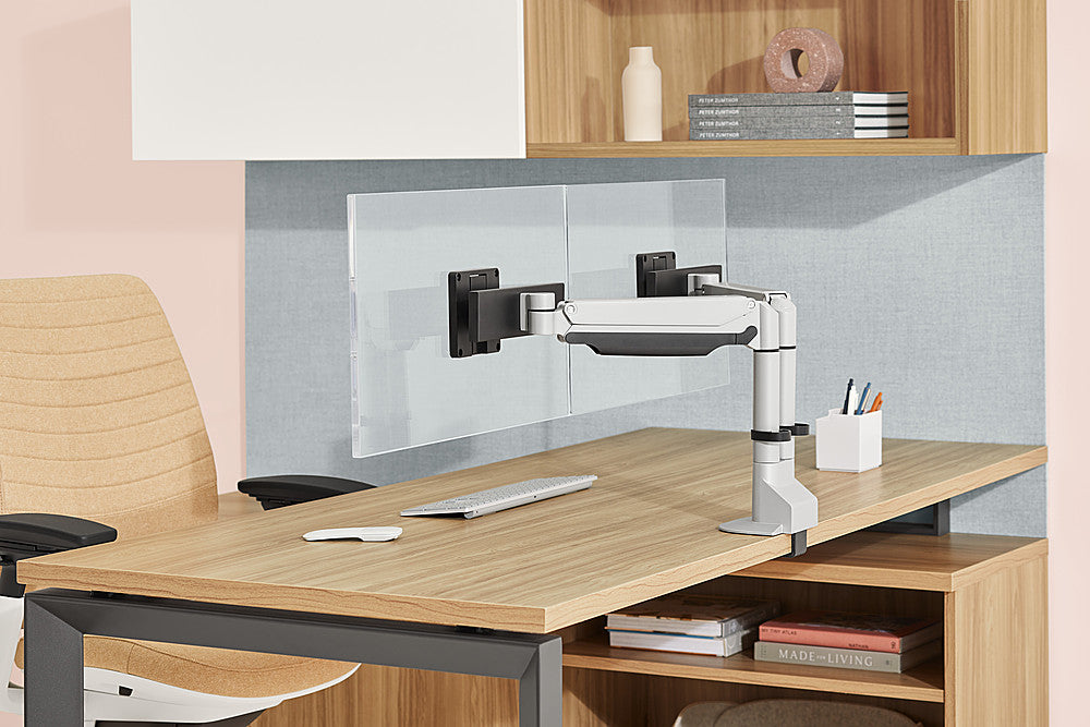 Steelcase - CF Series Intro Dual Monitor Arm with Sliders - Pewter_4