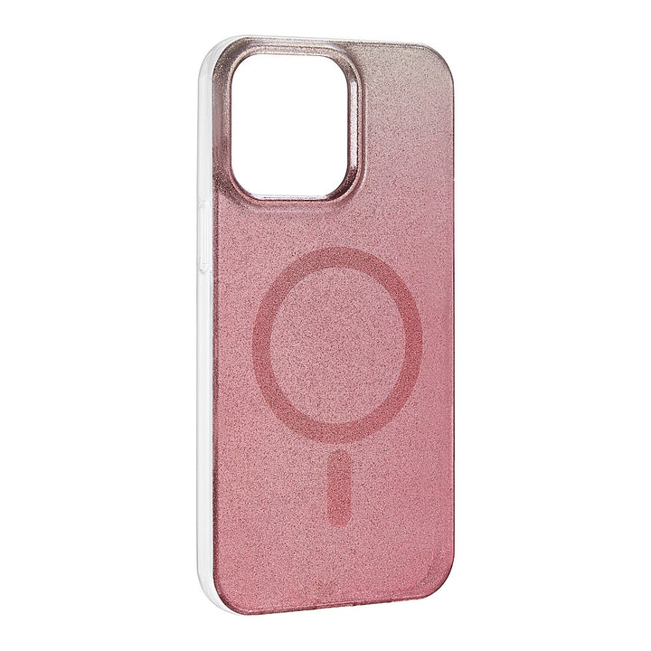 Insignia™ - Hard-Shell Case with MagSafe for iPhone 14 Pro Max - Rose Gold Gradient Glitter_1