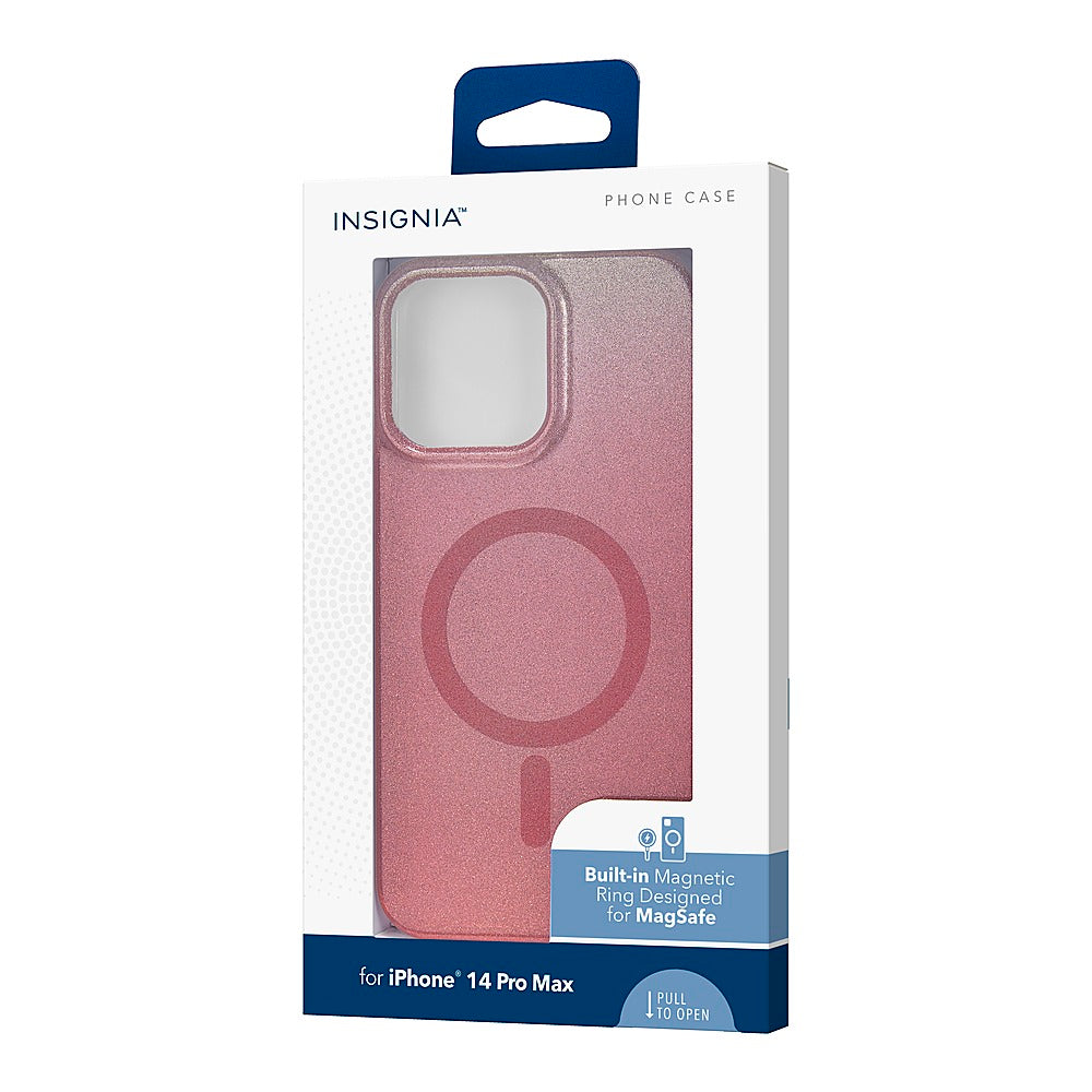 Insignia™ - Hard-Shell Case with MagSafe for iPhone 14 Pro Max - Rose Gold Gradient Glitter_11