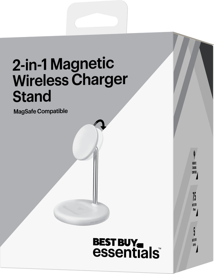 Best Buy essentials™ - 2-in-1 Magnetic Wireless Charger for iPhone 14/13/12 series + AirPods - White_0