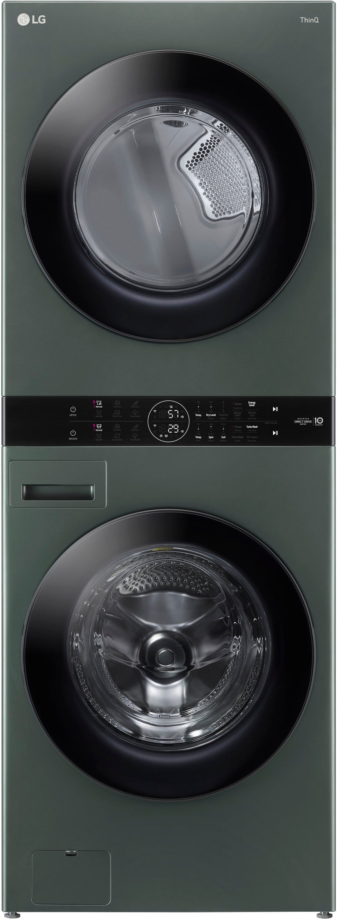 LG - 4.5 Cu. Ft. HE Smart Front Load Washer and 7.4 Cu. Ft. Electric Dryer WashTower with Steam and Built-In Intelligence - Nature Green_0