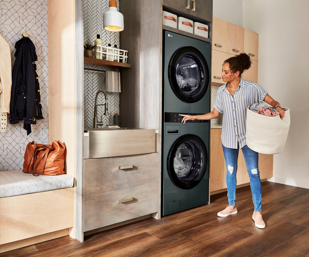 LG - 4.5 Cu. Ft. HE Smart Front Load Washer and 7.4 Cu. Ft. Electric Dryer WashTower with Steam and Built-In Intelligence - Nature Green_16