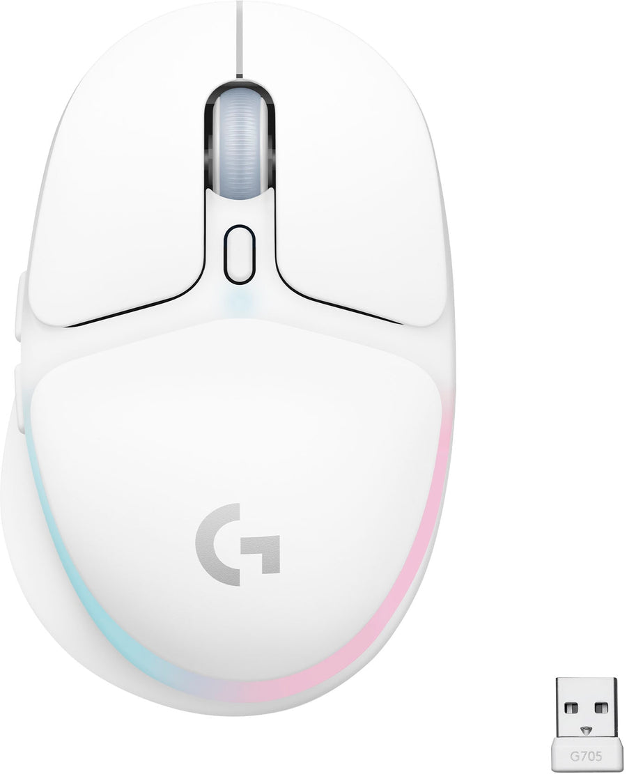 Logitech - G705 Aurora Collection Wireless Optical Gaming Mouse with Customizable LIGHTSYNC RGB Lighting - White Mist_0