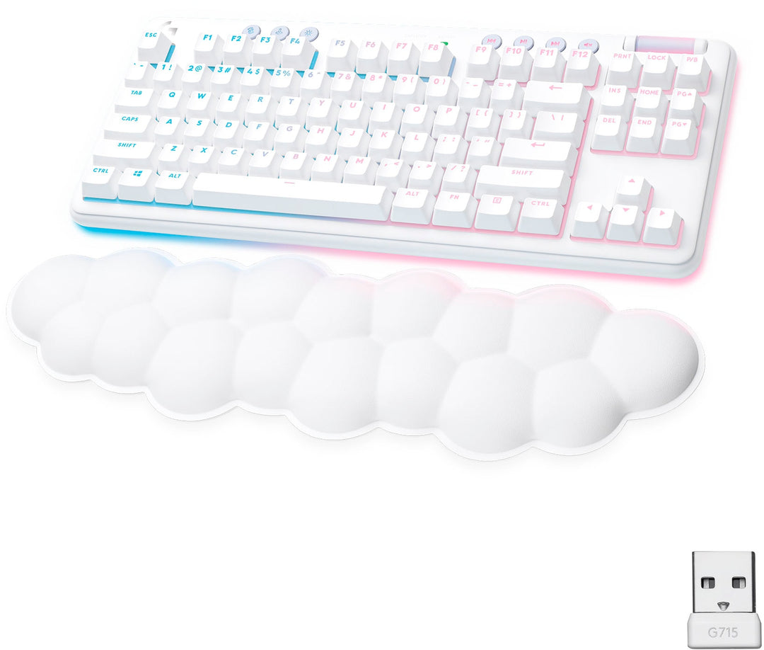 Logitech - G715 Aurora Collection TKL Wireless Mechanical Tactile Switch Gaming Keyboard for PC/Mac with Palm Rest Included - White Mist_0