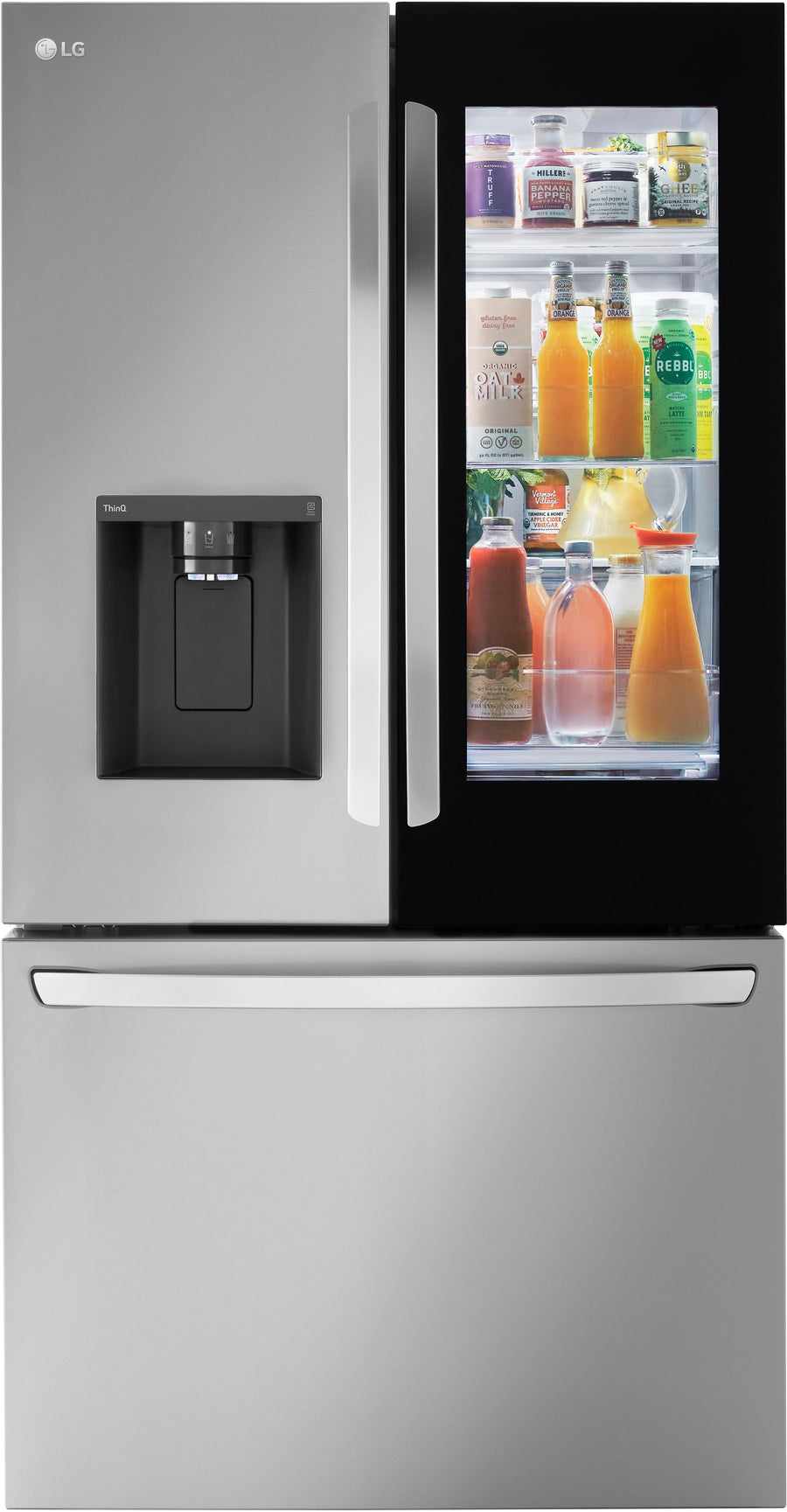 LG - 25.5 Cu. Ft. French Door Counter-Depth Smart Refrigerator with InstaView - Stainless steel_0