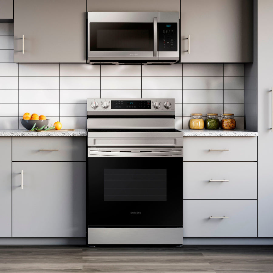 Samsung - OBX 6.3 cu. ft. Freestanding Electric Range with Rapid Boil™, WiFi & Self Clean - Stainless Steel_0