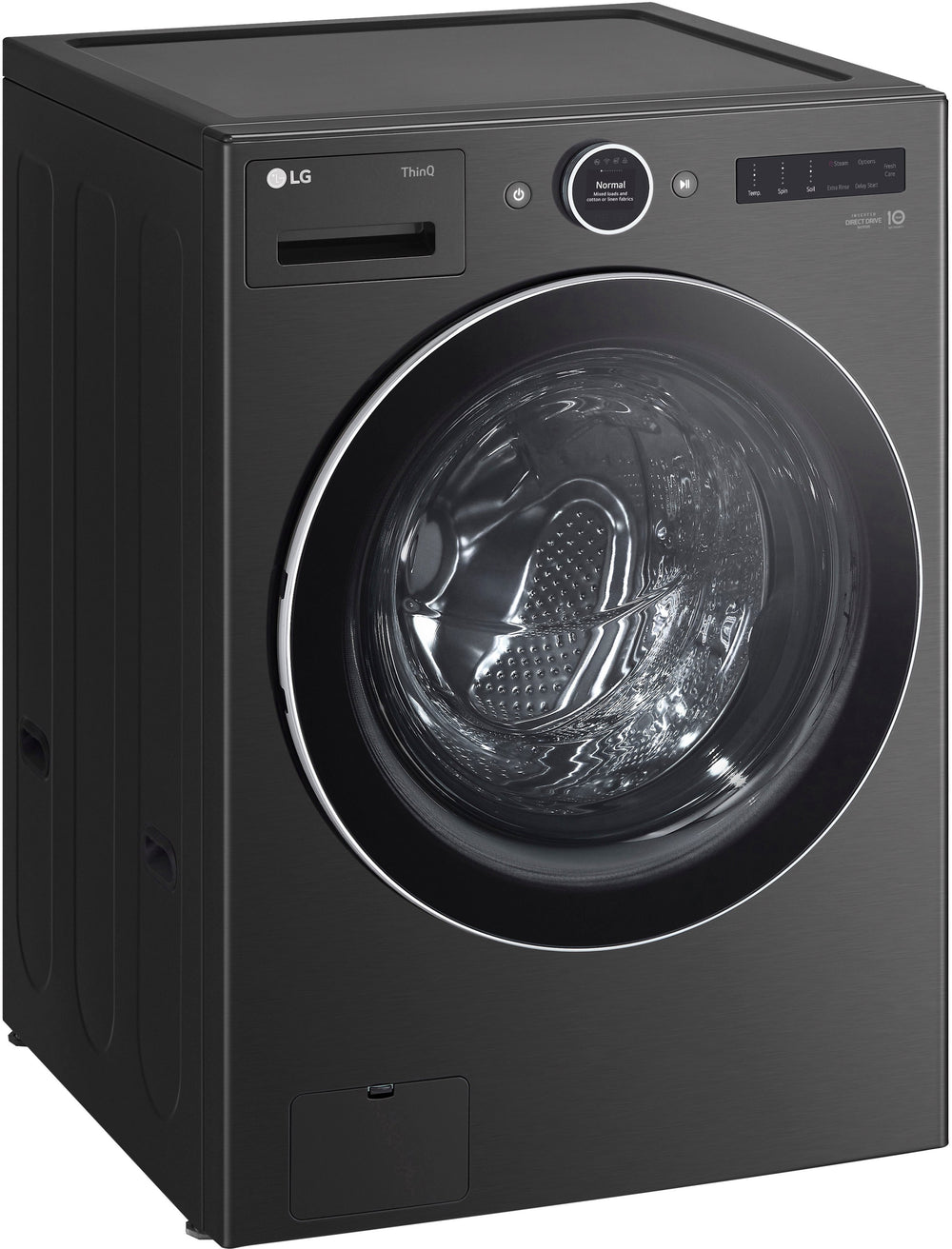 LG - 5.0 Cu. Ft. High-Efficiency Stackable Smart Front Load Washer with Steam and TurboWash 360 - Black steel_1