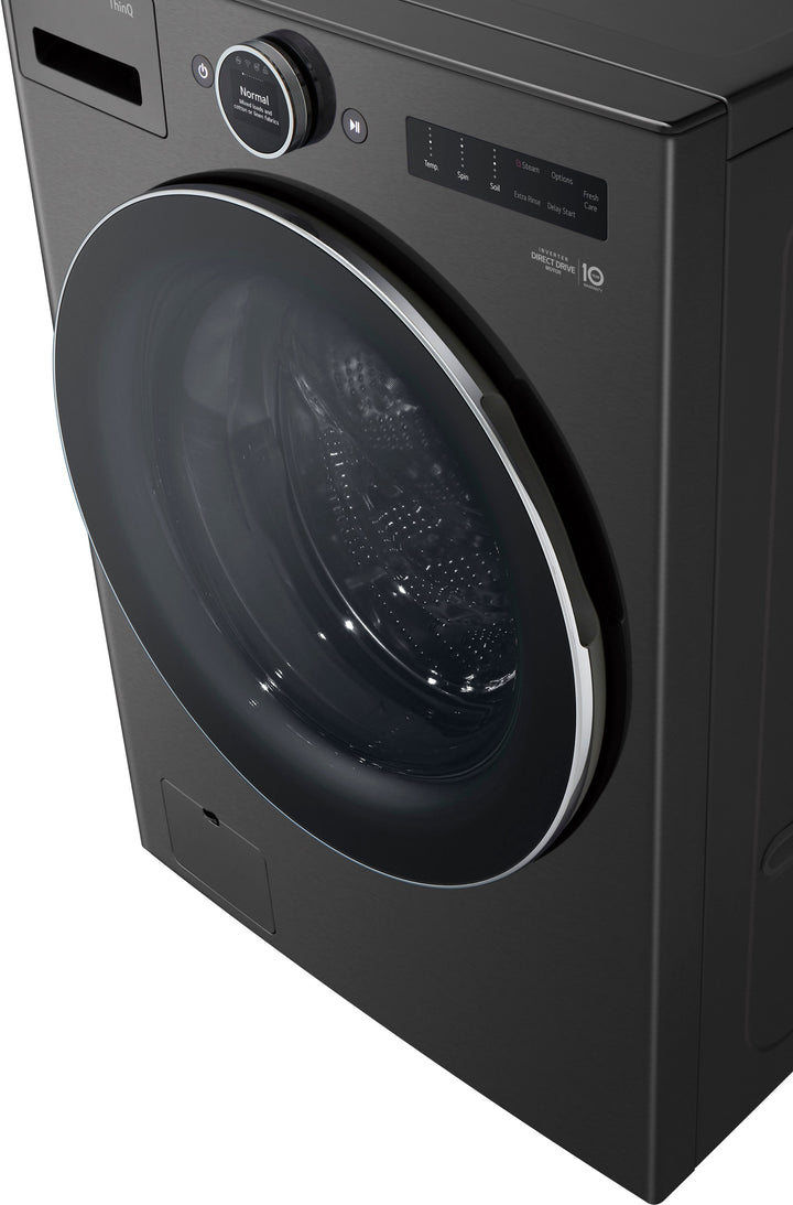 LG - 5.0 Cu. Ft. High-Efficiency Stackable Smart Front Load Washer with Steam and TurboWash 360 - Black steel_10