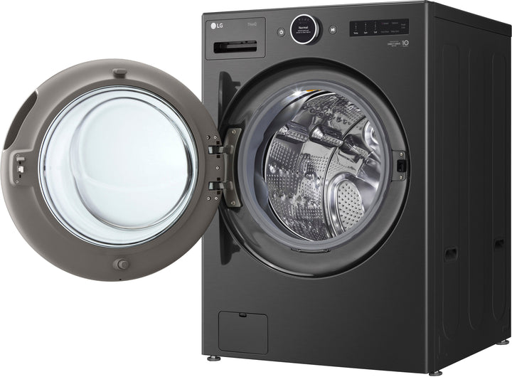LG - 5.0 Cu. Ft. High-Efficiency Stackable Smart Front Load Washer with Steam and TurboWash 360 - Black steel_11