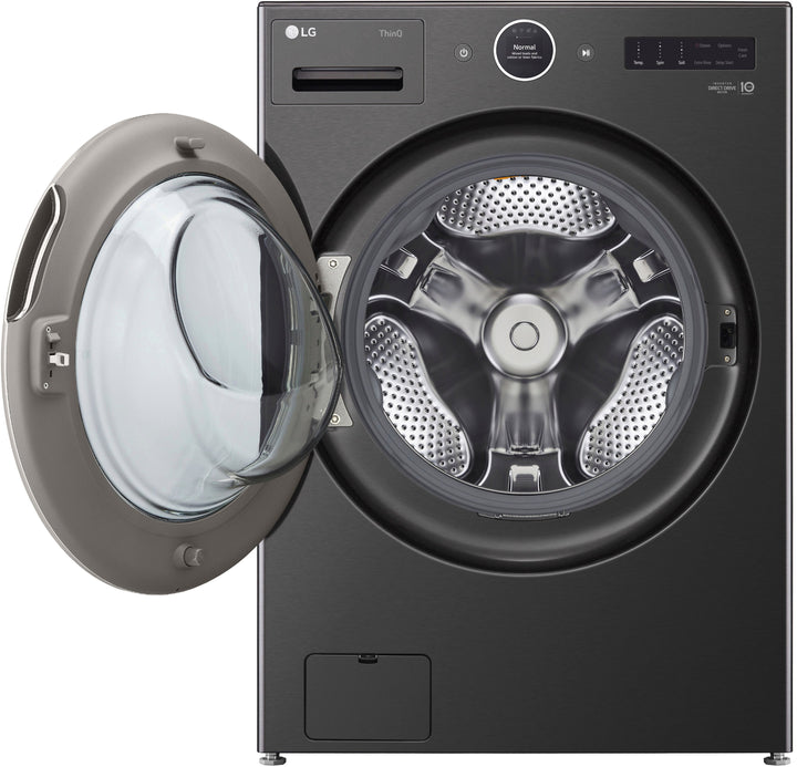 LG - 5.0 Cu. Ft. High-Efficiency Stackable Smart Front Load Washer with Steam and TurboWash 360 - Black steel_9