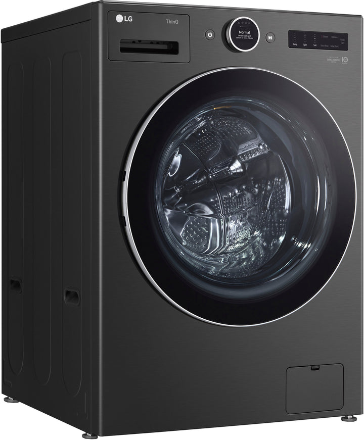LG - 5.0 Cu. Ft. High-Efficiency Stackable Smart Front Load Washer with Steam and TurboWash 360 - Black steel_22