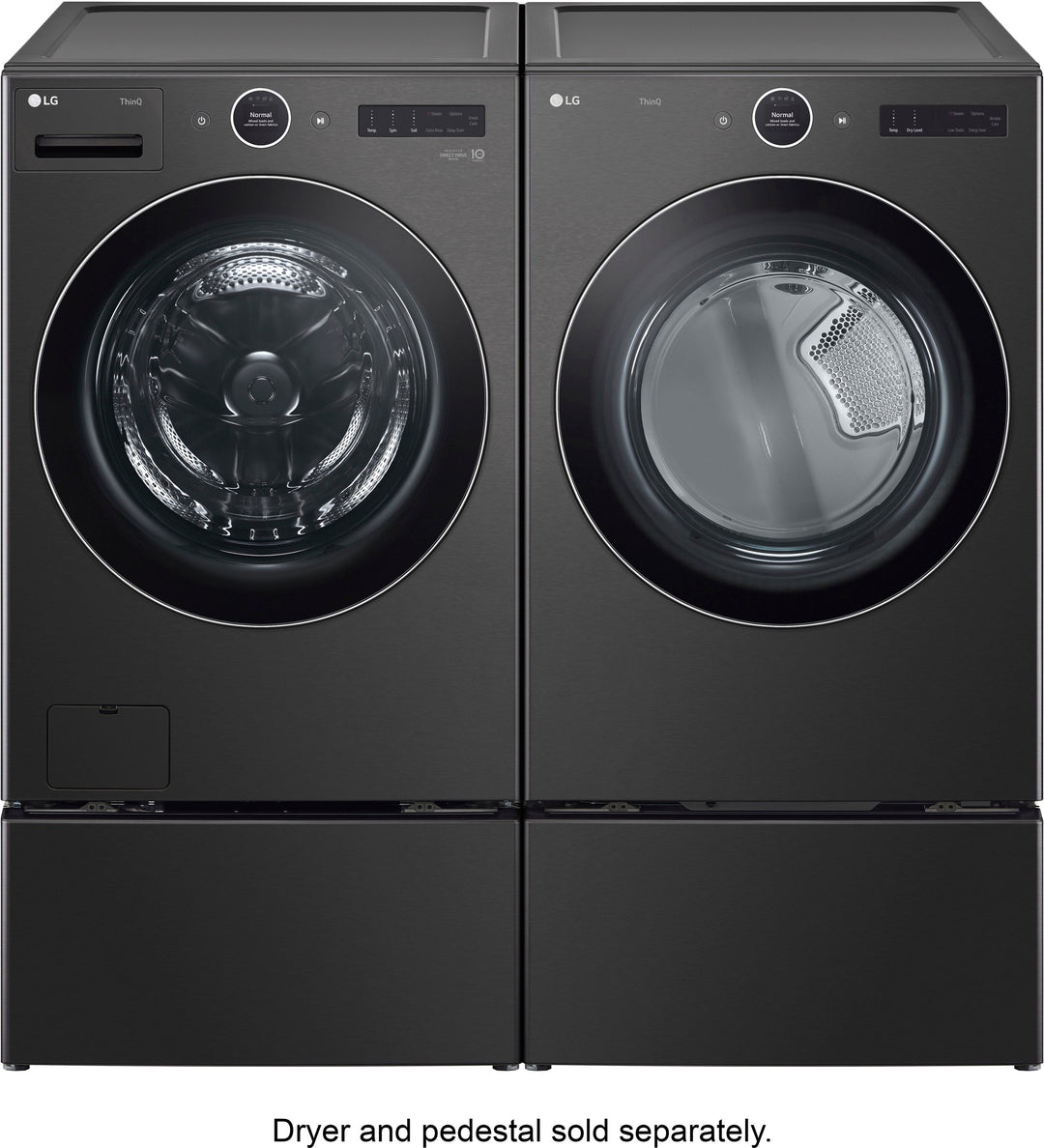 LG - 5.0 Cu. Ft. High-Efficiency Stackable Smart Front Load Washer with Steam and TurboWash 360 - Black steel_23