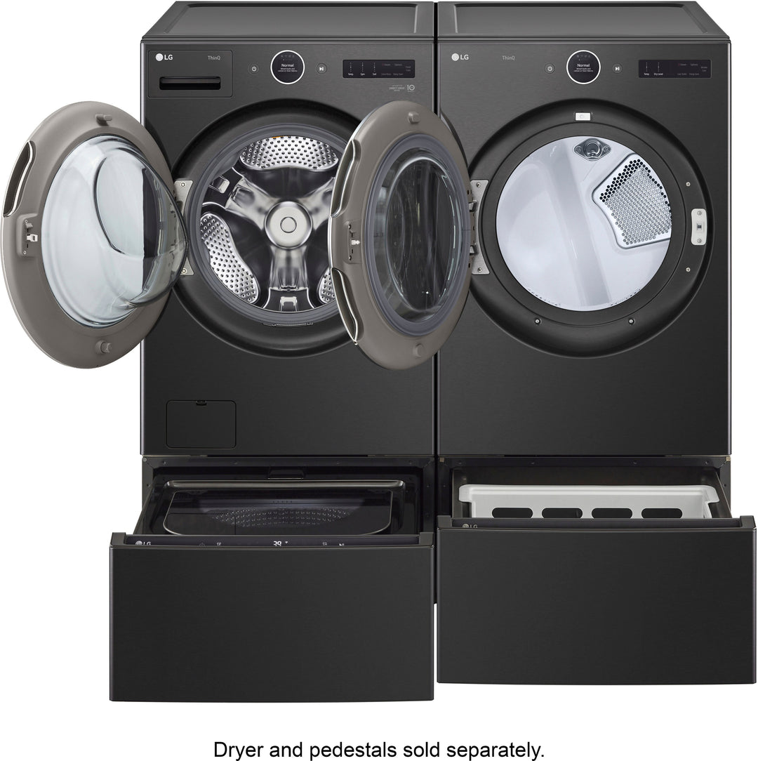 LG - 5.0 Cu. Ft. High-Efficiency Stackable Smart Front Load Washer with Steam and TurboWash 360 - Black steel_2
