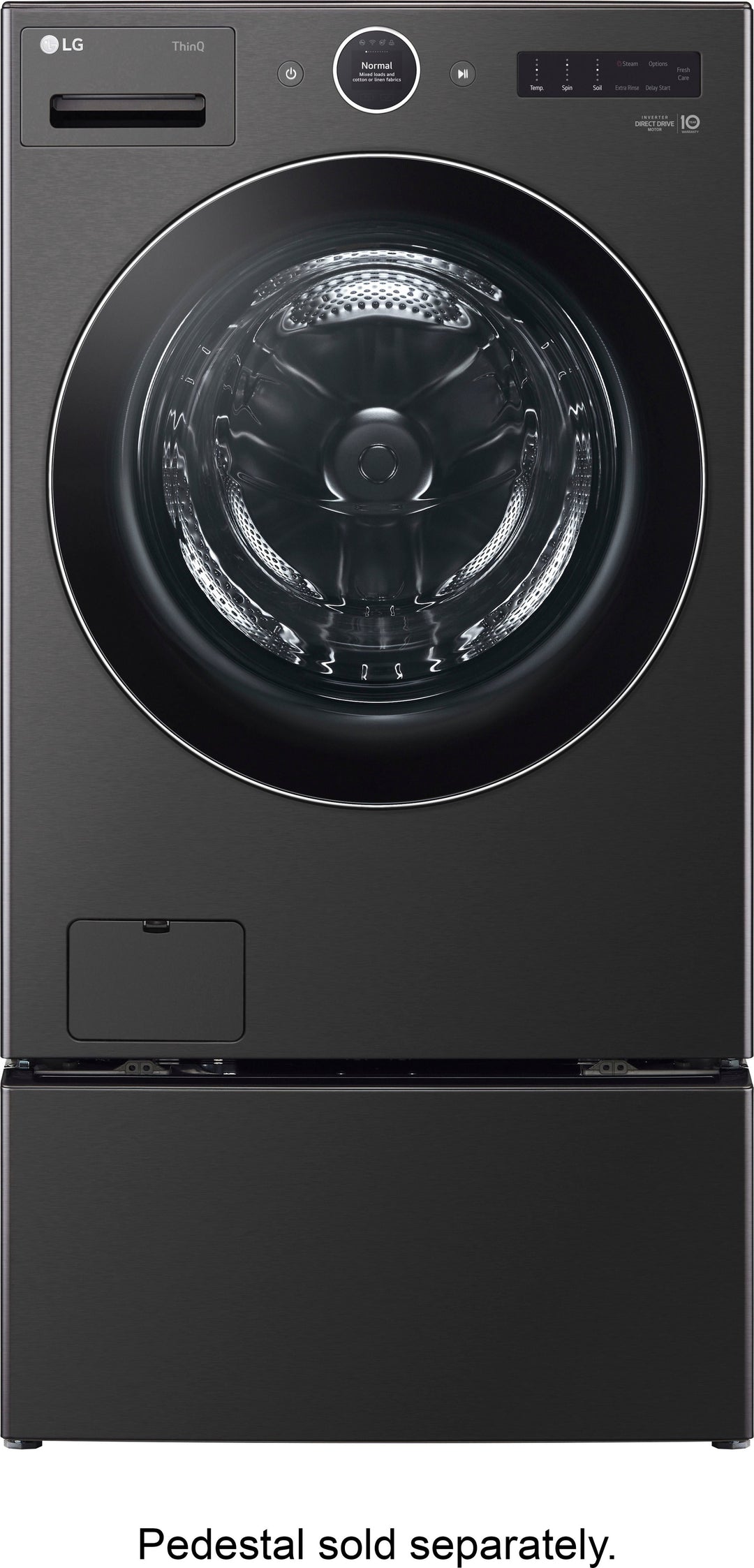 LG - 5.0 Cu. Ft. High-Efficiency Stackable Smart Front Load Washer with Steam and TurboWash 360 - Black steel_19