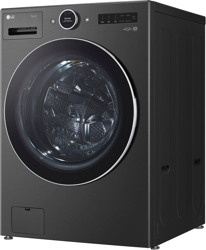LG - 5.0 Cu. Ft. High-Efficiency Stackable Smart Front Load Washer with Steam and TurboWash 360 - Black steel_12