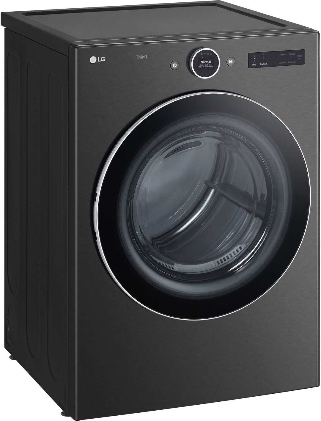 LG - 7.4 Cu. Ft. Stackable Smart Electric Dryer with TurboSteam - Black steel_1
