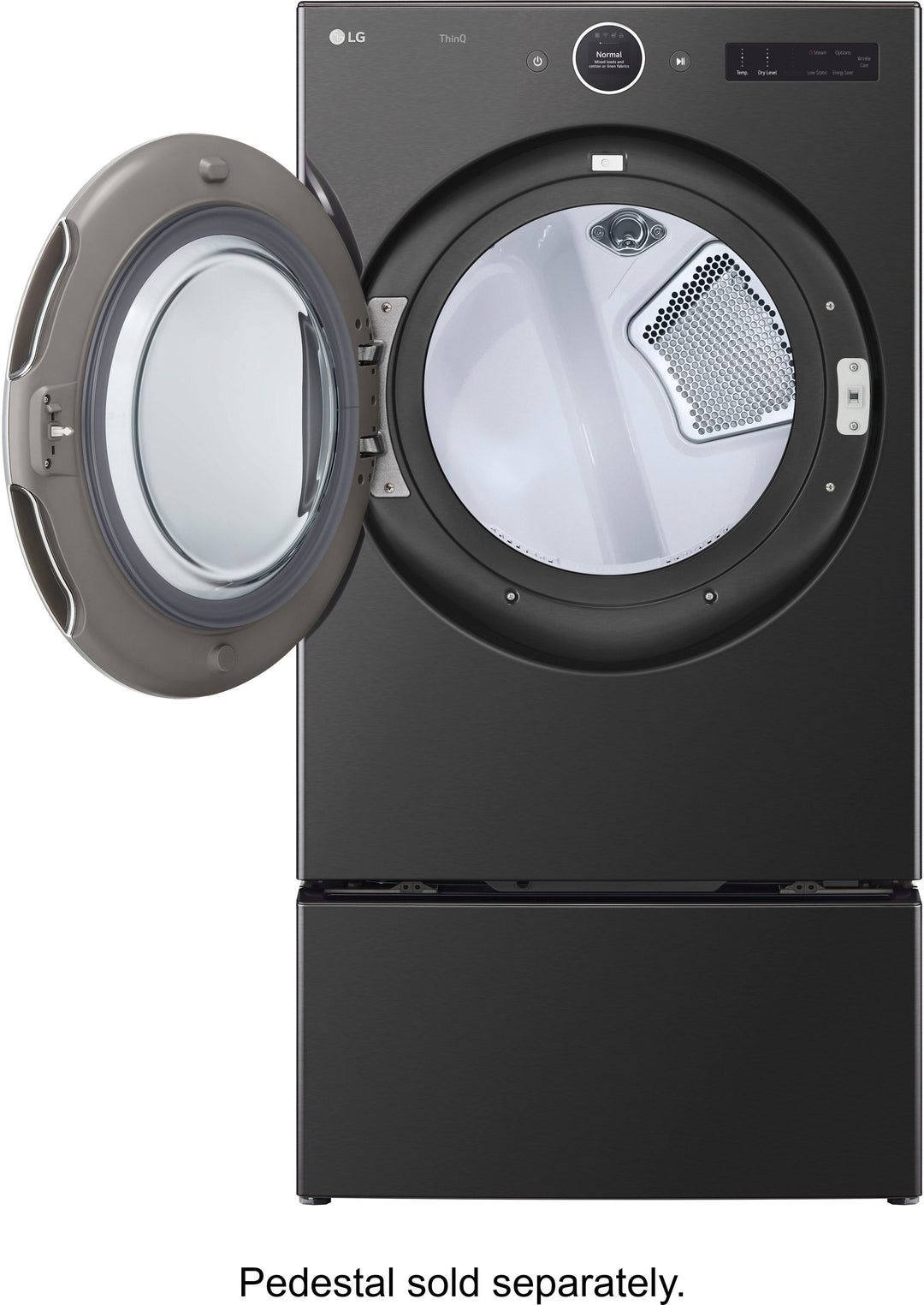LG - 7.4 Cu. Ft. Stackable Smart Electric Dryer with TurboSteam - Black steel_6