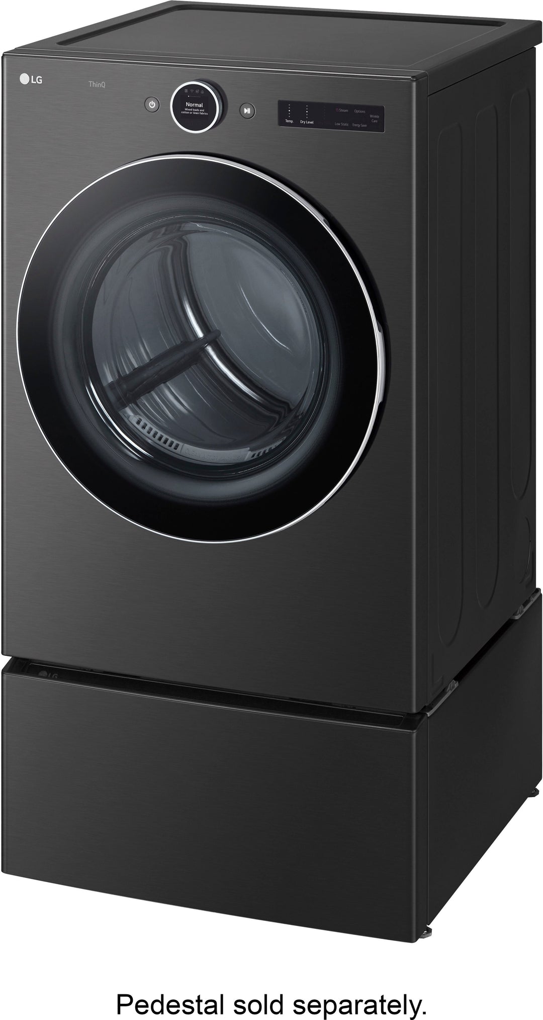 LG - 7.4 Cu. Ft. Stackable Smart Electric Dryer with TurboSteam - Black steel_2