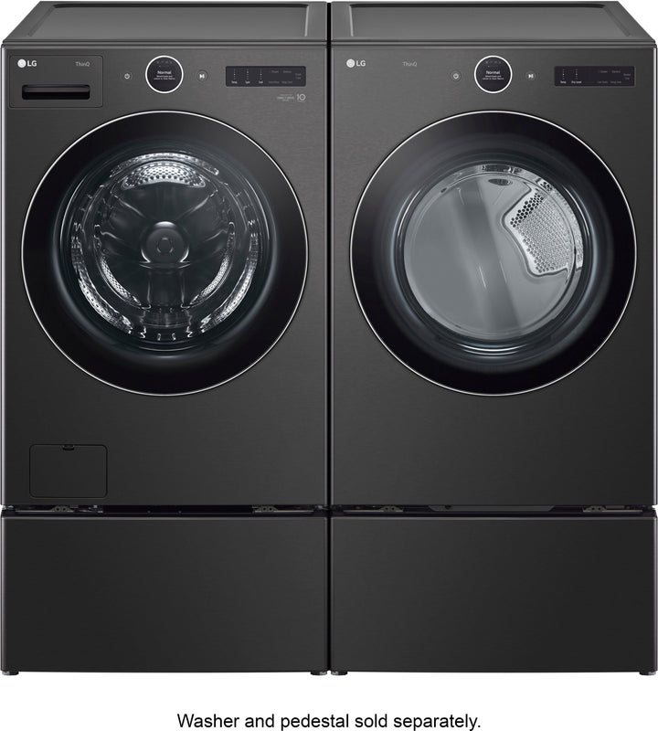 LG - 7.4 Cu. Ft. Stackable Smart Electric Dryer with TurboSteam - Black steel_20
