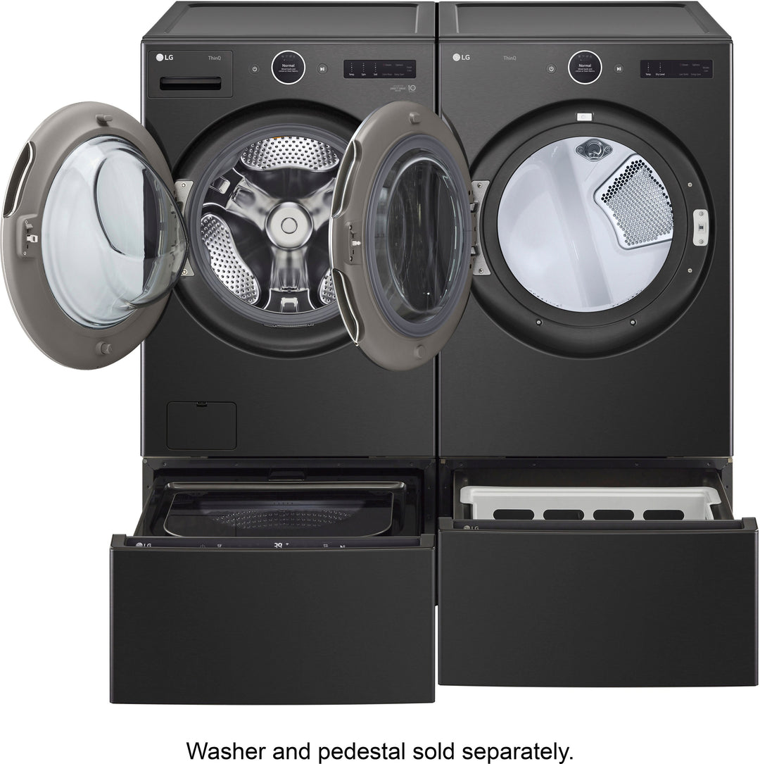 LG - 7.4 Cu. Ft. Stackable Smart Electric Dryer with TurboSteam - Black steel_19
