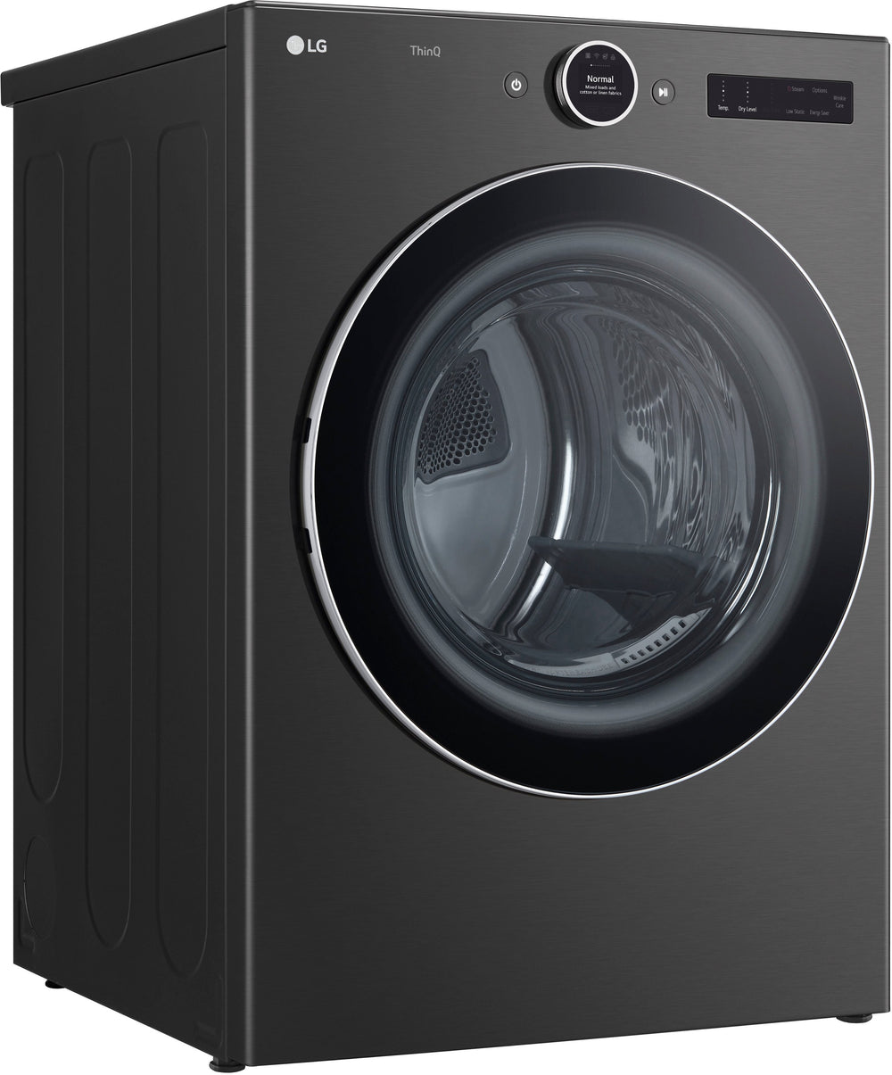 LG - 7.4 Cu. Ft. Stackable Smart Gas Dryer with TurboSteam - Black steel_1