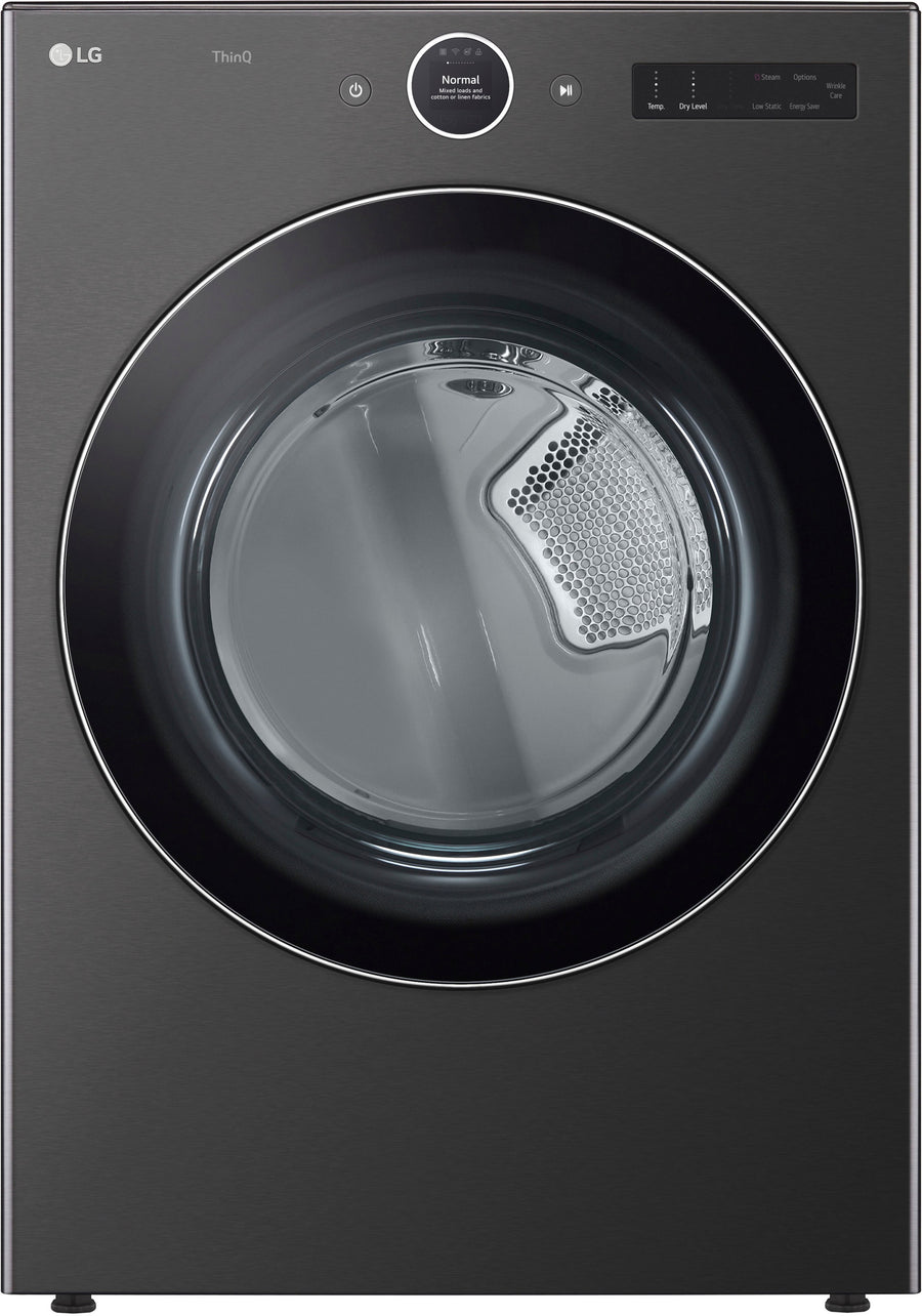 LG - 7.4 Cu. Ft. Stackable Smart Gas Dryer with TurboSteam - Black steel_0