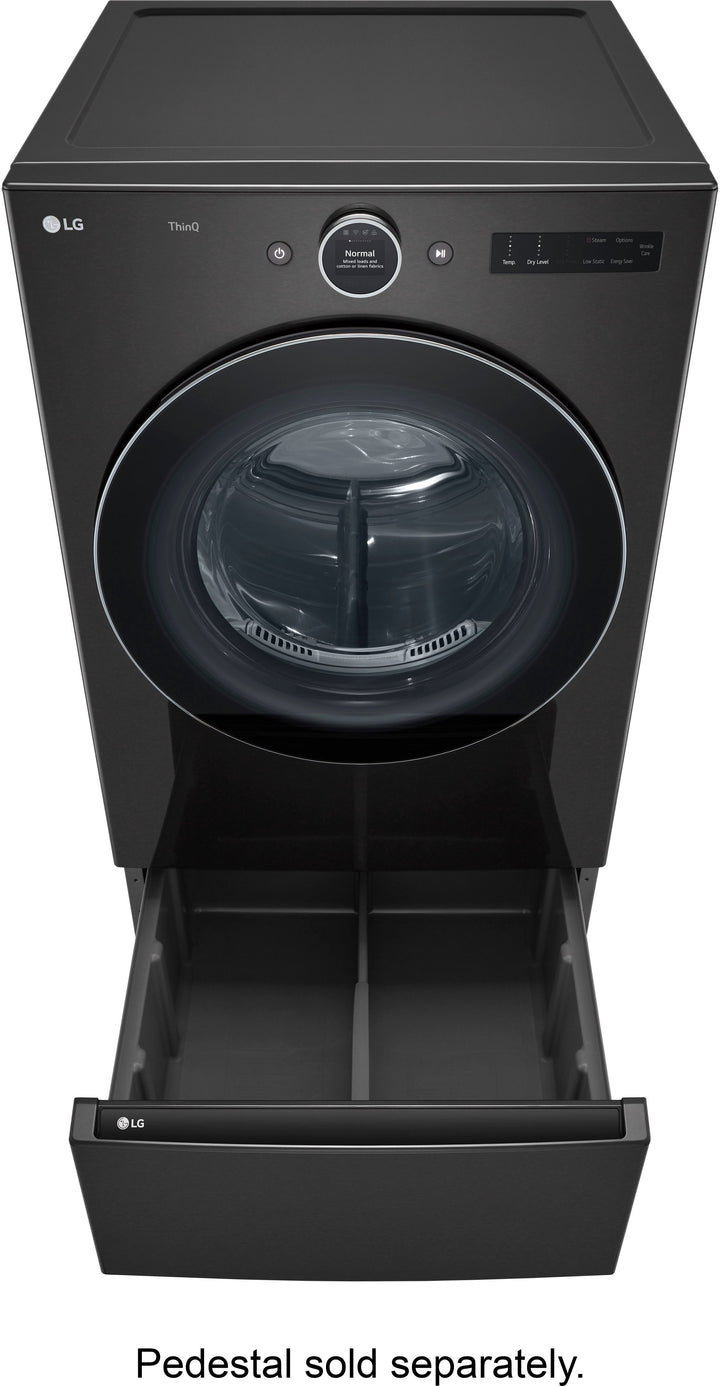 LG - 7.4 Cu. Ft. Stackable Smart Gas Dryer with TurboSteam - Black steel_4