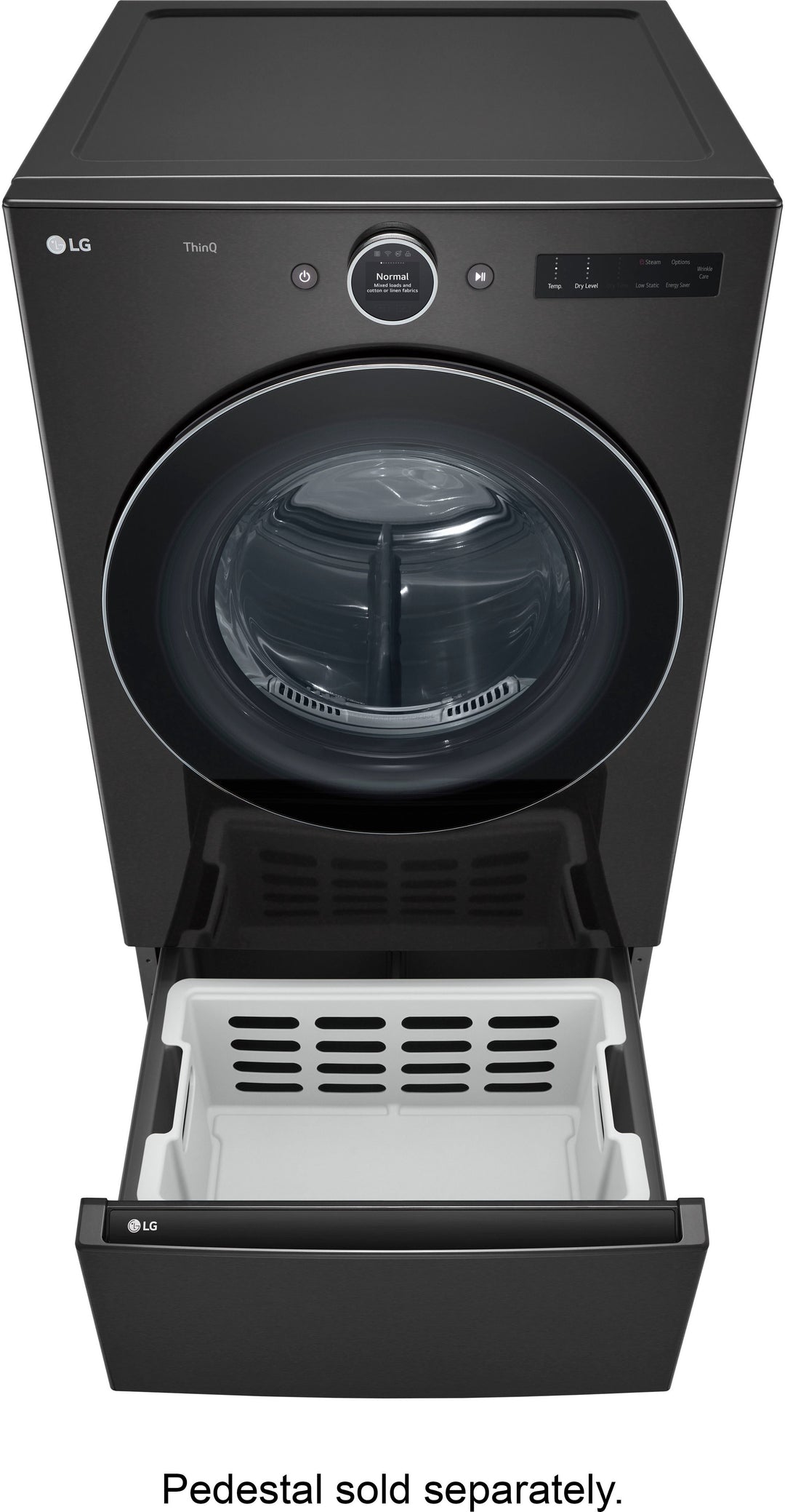 LG - 7.4 Cu. Ft. Stackable Smart Gas Dryer with TurboSteam - Black steel_2
