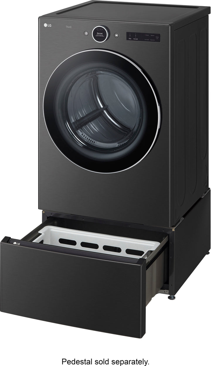 LG - 7.4 Cu. Ft. Stackable Smart Gas Dryer with TurboSteam - Black steel_3