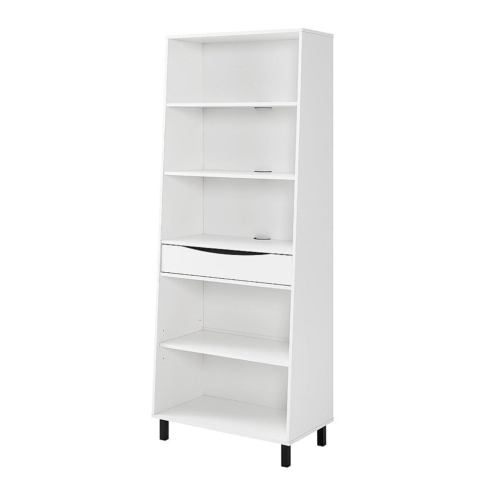 Walker Edison - Modern Drawer 5-Shelf Tall Bookcase - Solid White_1