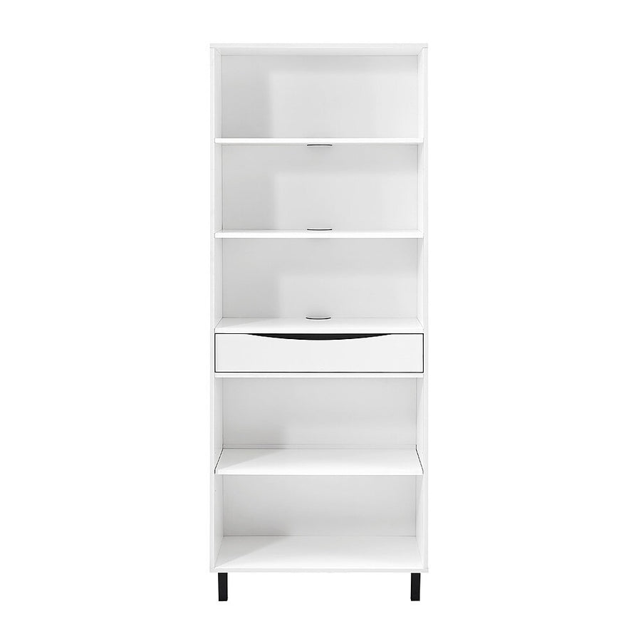 Walker Edison - Modern Drawer 5-Shelf Tall Bookcase - Solid White_0