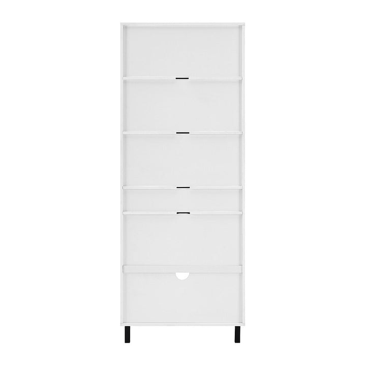 Walker Edison - Modern Drawer 5-Shelf Tall Bookcase - Solid White_7