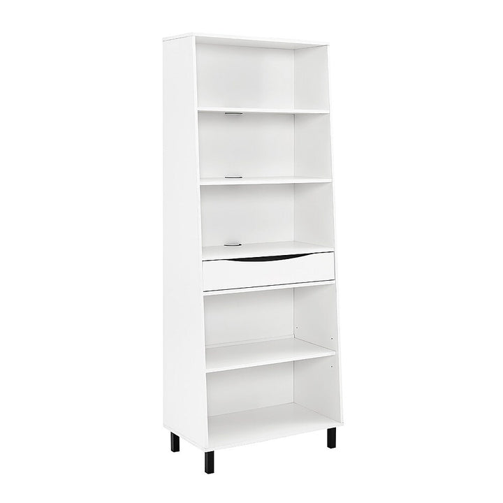 Walker Edison - Modern Drawer 5-Shelf Tall Bookcase - Solid White_4