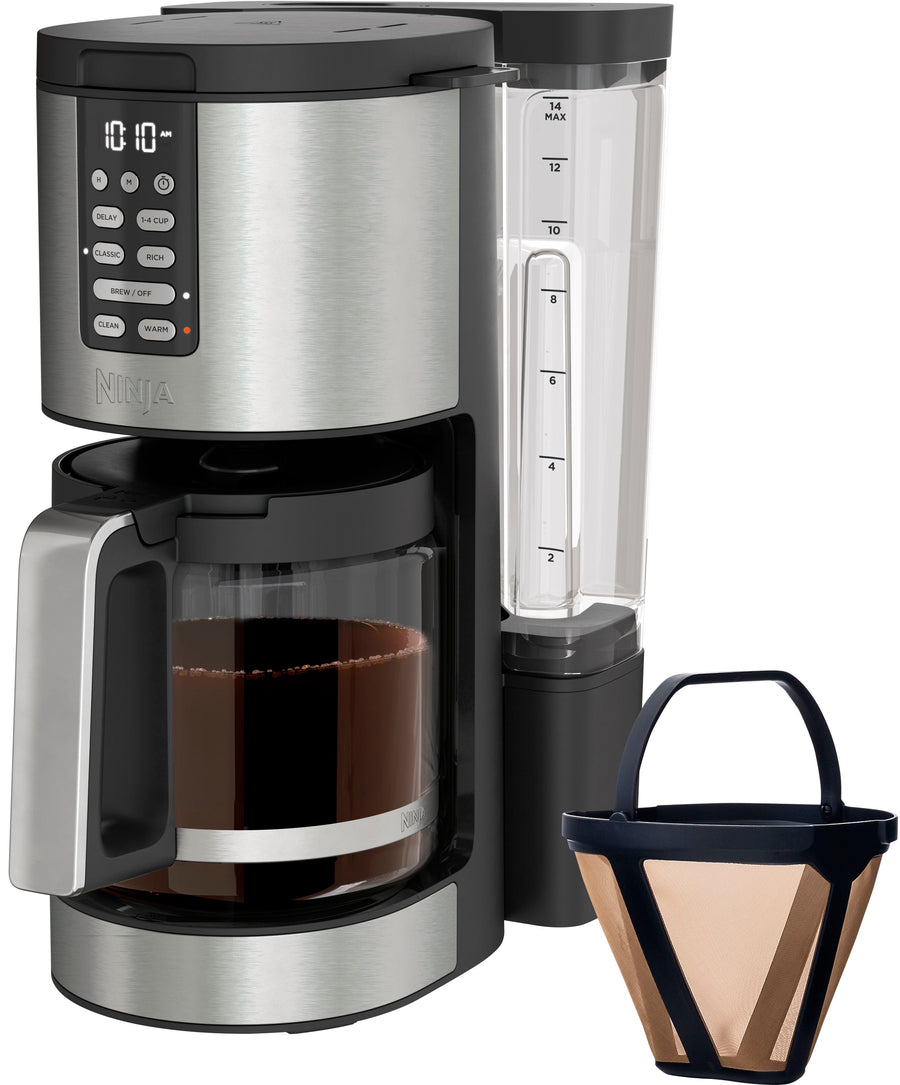 Ninja - Programmable XL 14-Cup Coffee Maker PRO, Glass Carafe, Freshness Timer, with Permanent Filter - Black/Stainless Steel_0