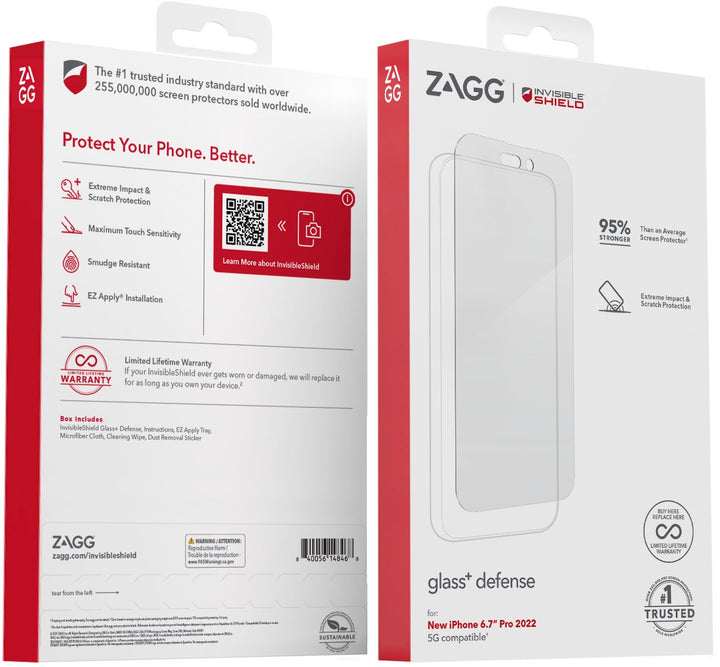 ZAGG - InvisibleShield Glass+ Defense Screen Protector for Apple iPhone 14 Pro Max_2