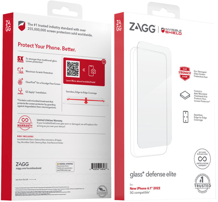 ZAGG - InvisibleShield Glass+ Defense Elite Maximum Edge-to-Edge Impact & Scratch Screen Protector for Apple iPhone 14_2