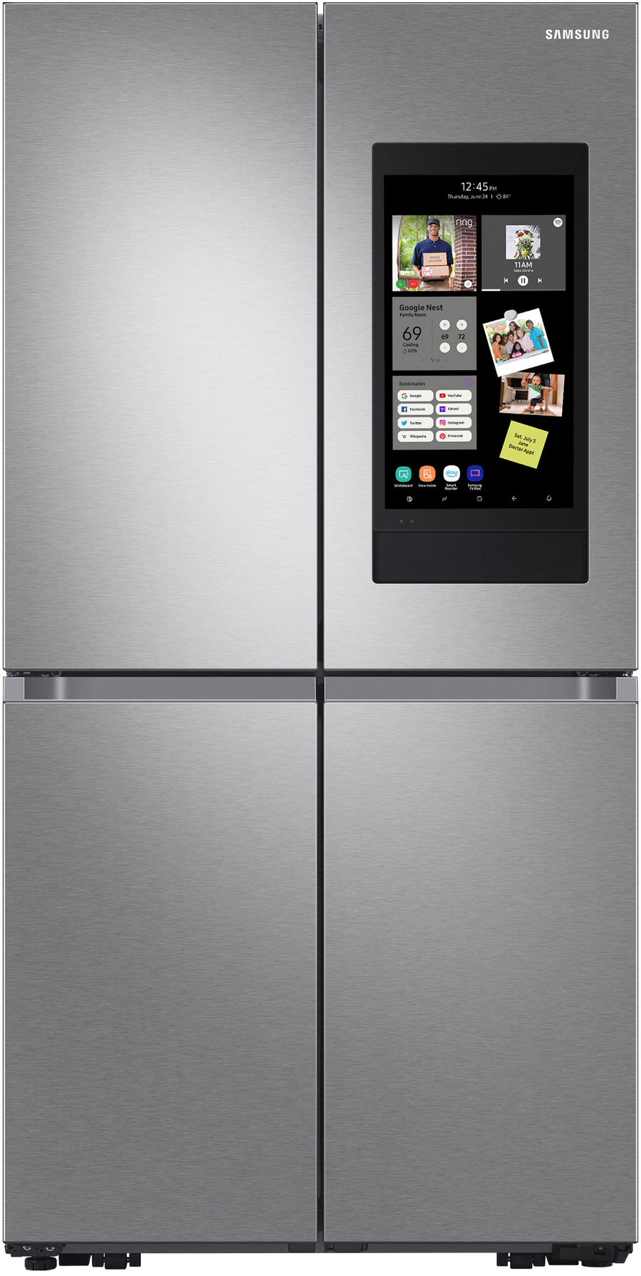Samsung - OBX 23 cu. ft. Smart Counter Depth 4-Door Flex™ Refrigerator with Family Hub™ & Beverage Center - Stainless Steel_0