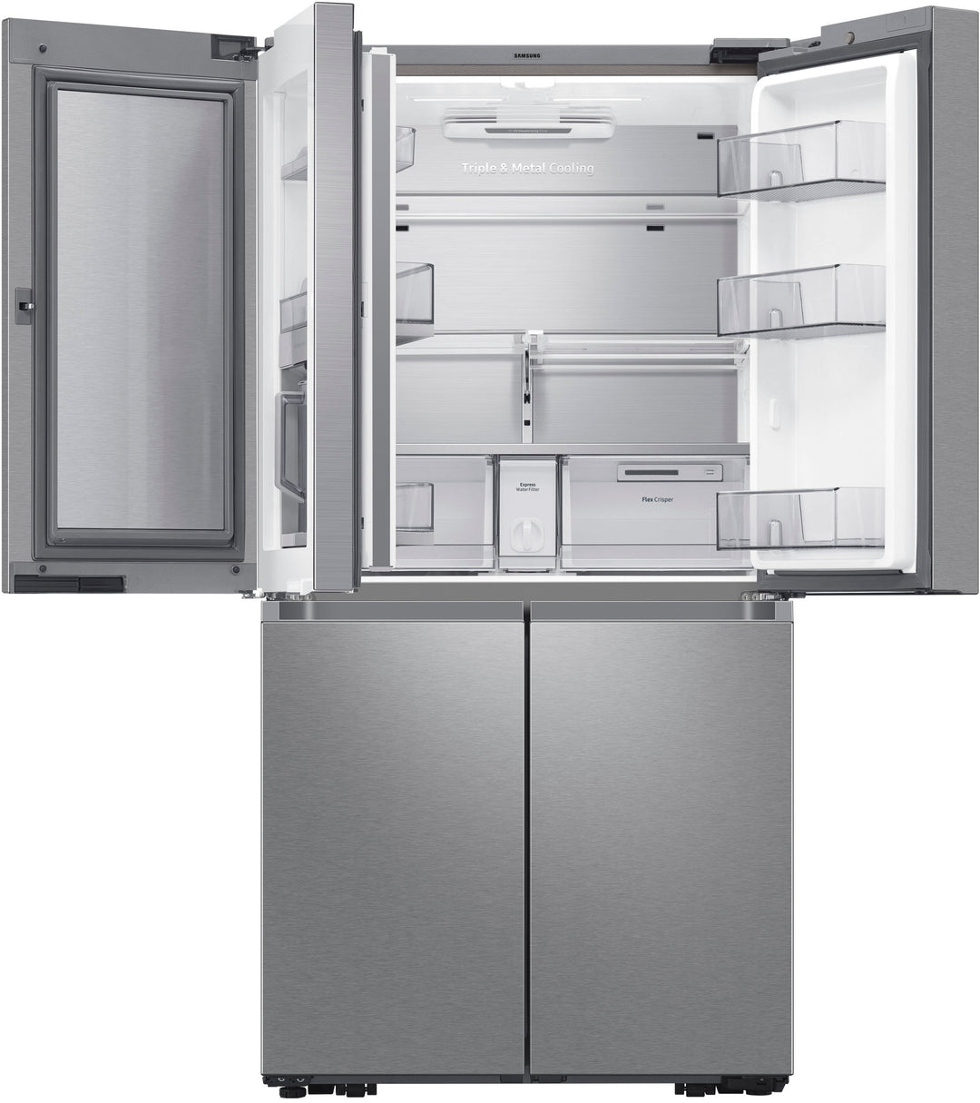 Samsung - OBX 23 cu. ft. Smart Counter Depth 4-Door Flex™ Refrigerator with Family Hub™ & Beverage Center - Stainless Steel_4