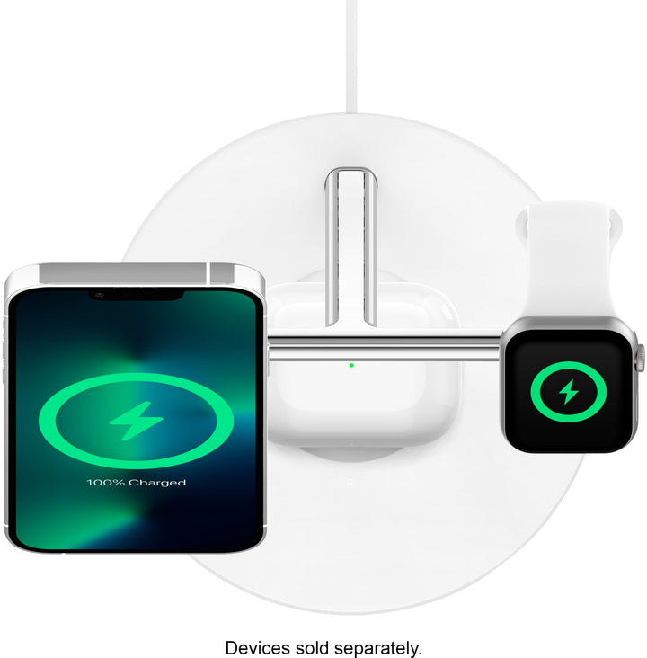 Belkin - BOOST↑CHARGE PRO 3-in-1 Wireless Charging Stand with MagSafe for iPhone 14/13/12 Series Devices - White_2