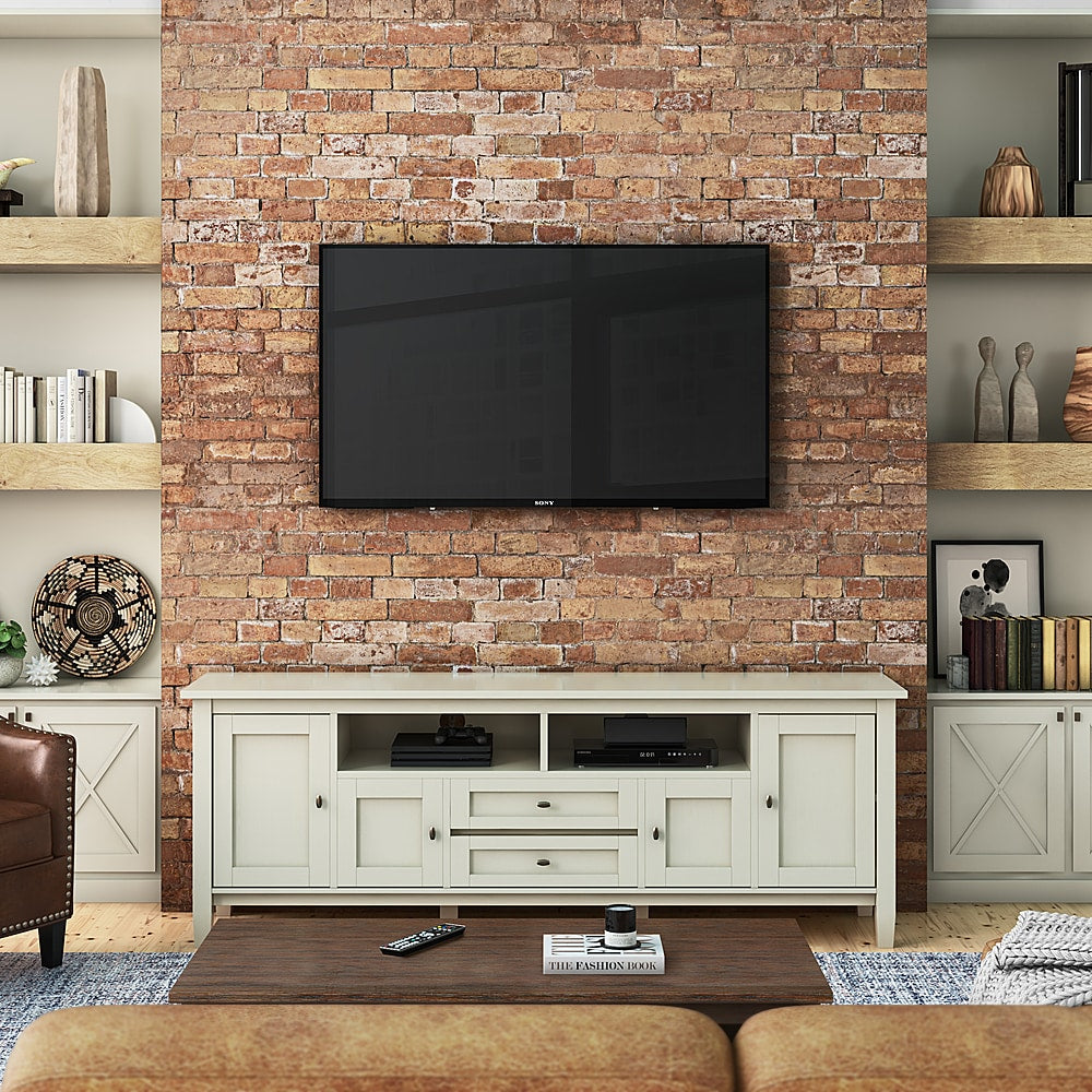 Simpli Home - Warm Shaker SOLID WOOD 72 in Wide TV Media Stand & For TVs up to 80 inches - Antique White_2