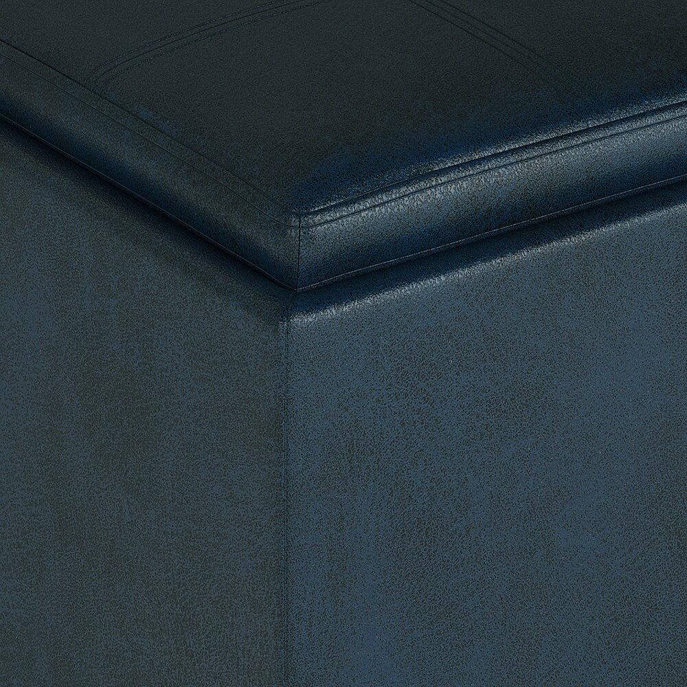 Simpli Home - Rockwood Cube Storage Ottoman with Tray - Distressed Dark Blue_2