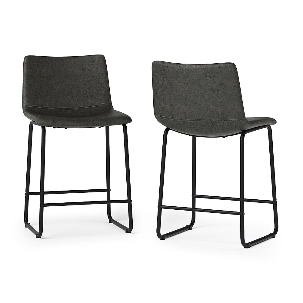 Simpli Home - Warner Counter Height Stool (Set of 2) - Distressed Charcoal Grey_1