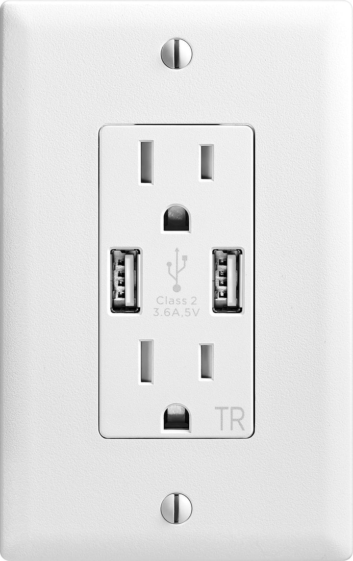 Insignia™ - 2 Pack - 2-Outlet In-Wall Outlet with 2 USB Ports - White_2