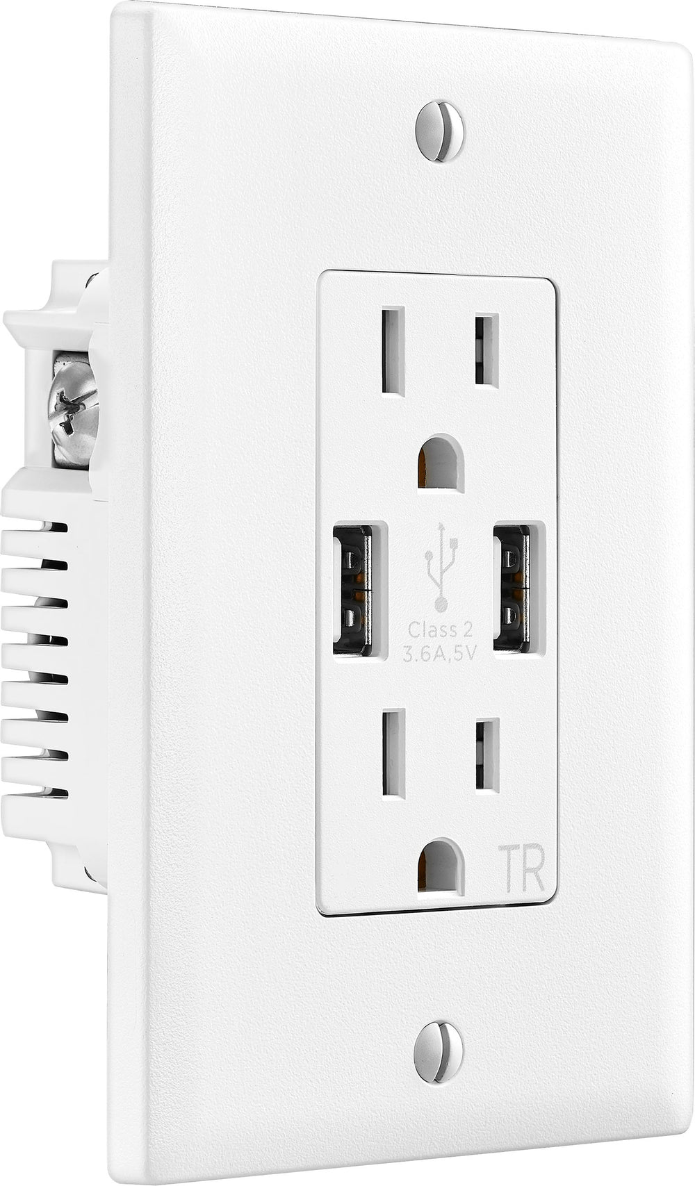 Insignia™ - 2 Pack - 2-Outlet In-Wall Outlet with 2 USB Ports - White_1